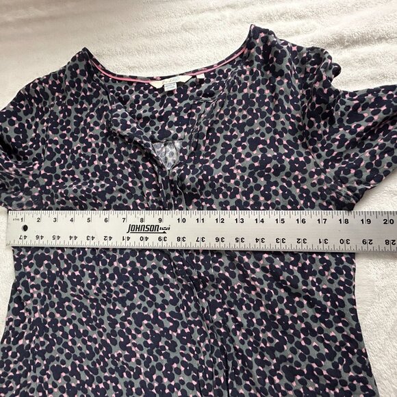 Boden Women's Floral Print Pleat Front Long Sleeve Blouse Top Size 10 Gray Blue - Picture 9 of 10